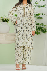 Aizal Stitched 2 Piece Co Ords Prints 2 Collection'2025-AC2-678-Off White