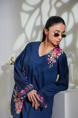 Dhaga Stitched 2 Piece Crepe Suit-Aurora