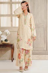 Hazel By Aizal Stitched Co Ords Slub Linen Winter Collection'2025-AH-04-Cream
