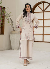 Ahlam By Safa Textile Stitched Co-Ords Lawn Suit-Classic Beige Minimal