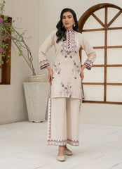 Daily Chic - Ahlam By Safa Textile Stitched 1 Piece Summer Shirt-Classic Beige Minimal