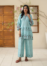 Daily Chic - Ahlam By Safa Textile Stitched 1 Piece Summer Shirt-Ice Blue Luxury