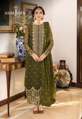 Limited Edition By Asim Jofa Ajsmb-43 Emb Chiffon Georgette Stitched 3 Pcs