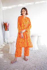 Suitsu Stitched Summer Co Ords Set Drop-1 Collection'2025-Fiery Bloom