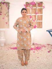 Noor E Gul By Tehzeeb Threads Floral Collection-Soft Cotton Cambric Stitched 2 Piece (Shirt/Trouser)-TF-14