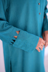 Tehzeeb Threads Solids Collection-Elegant Teal Co-Ord Set | Stitched - 2 Piece | Shirt & Trouser