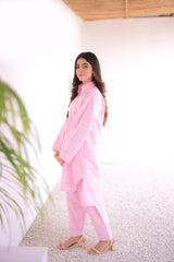 Tehzeeb Threads Winter Vol-1 Blush Grid Set | Stitched - 2 piece | Shirt & Shalwar