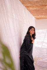 Tehzeeb Threads Solids Collection-Black Elegance Solid Set | Stitched - 2 piece | Shirt & Trouser