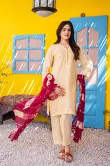 Dressline Ziya Premium Stitched 3 Piece Bindhi Broshia Lawn Suit With Chiffon Dupatta Al Umer Textile