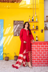 Dressline Ziya Premium Stitched 3 Piece Bindhi Broshia Lawn Suit With Chiffon Dupatta Al Umer Textile