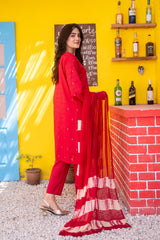 Dressline Ziya Premium Stitched 3 Piece Bindhi Broshia Lawn Suit With Chiffon Dupatta Al Umer Textile