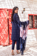 Dressline Ziya Premium Stitched 3 Piece Bindhi Broshia Lawn Suit With Chiffon Dupatta Al Umer Textile