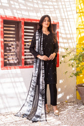 Dressline Ziya Premium Stitched 3 Piece Bindhi Broshia Lawn Suit With Chiffon Dupatta Al Umer Textile