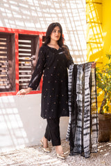 Dressline Ziya Premium Stitched 3 Piece Bindhi Broshia Lawn Suit With Chiffon Dupatta Al Umer Textile