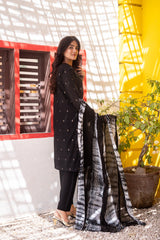 Dressline Ziya Premium Stitched 3 Piece Bindhi Broshia Lawn Suit With Chiffon Dupatta Al Umer Textile