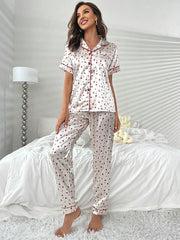Studio By Arj She's Inn Fashion Flair Floral Print Contrast Piping Satin PJ Set ARJ-PJ-FLWR-01