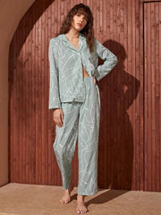 Studio By Arj She's Inn Chic Charms Sketchy Print Satin PJ Set ARJ-PJ-Sketchy-03