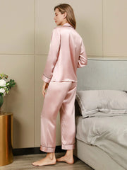 Studio By Arj Bella de Fashion Chic Choices Contrast Pipping Satin Silk Pink Pajama Set ARJ-PJ27-PK