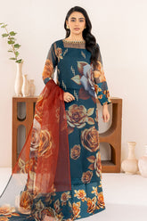 Velora By Stitch Vibes Stitched 4 Piece Suit-Azure Bloom