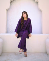 Zauk Stitched 2 Piece Collection-Deep Violet Two Piece Dress