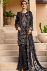 Afsany by Sada Bahar Stitched 3 Piece Luxury Chiffon Vol-13 Suit-CR-28-Black