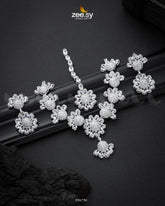 Alstroemeria Necklace set Silver White - Zeesy Jewellery