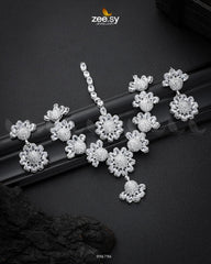 Alstroemeria Necklace set Silver White - Zeesy Jewellery