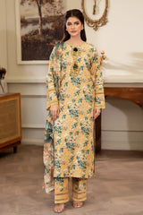 Summer Scent By Nine Needles Stitched 3 Piece Summer Suit-Amber Lily-NP-03