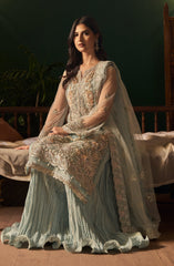 Mehar O Maah By Fabiha Fatima Unstitched 3 Piece Formals Collection'2025-Aquamarine