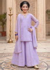 Modest Lavender 3 Piece Embroidered Chiffon Suit