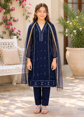 Modest Stitched 3 Piece Festive Formals Suit-11115-Blu