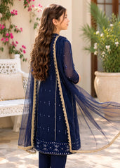 Modest Stitched 3 Piece Festive Formals Suit-11115-Blu