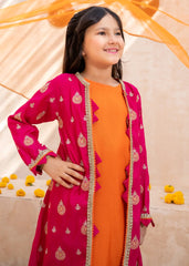 Meethi Eid By Modest 3 Piece Orange Rawsilk Embroidered Gharara