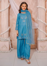 Modest Stitched 3 Piece Eid Edit Vol-02 Suit-10665-Blu