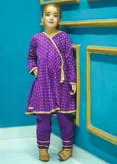 Modest Stitched 3 Piece Festive Formals Kids Collection'2025-Purple Adorn