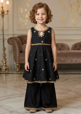 Modest Eid Edit 3 Piece Viscose Black Embroidered Suit