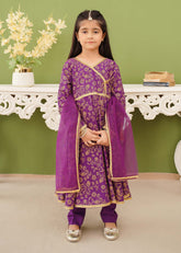 Modest Stitched 3 Piece Kids Festive Vol-01 Suit-10160-Prpl
