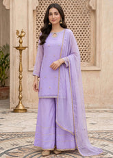 Modest Women 3 Piece Lavender Chiffon Gharara