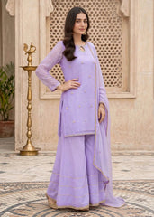 Modest Women 3 Piece Lavender Chiffon Gharara