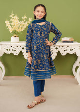 Modest Stitched 3 Piece Kids Festive Vol-01 Suit-10130-Blu