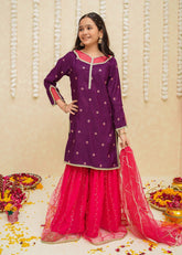 Eid Ki Khushiyan By Modest Stitched 3 Piece Formals Suit-Rawsilk Gharara | 8925