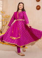 Meethi Eid By Modest Purple Rawsilk Printed 3 Piece Frock