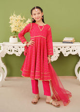 Modest Stitched 3 Piece Kids Festive Vol-01 Suit-10150-HPnk