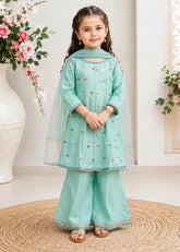 Modest Stitched 3 Piece Festive Formals Suit-11290-Blu