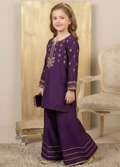Modest Eid Edit 3 Piece Viscose Purple Embroidered Suit