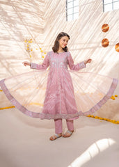 Meethi Eid By Modest 3 Piece Tissue Pink Embroidered Frock