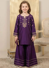 Modest Eid Edit 3 Piece Viscose Purple Embroidered Suit