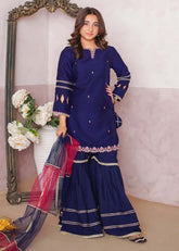 Modest Stitched 3 Piece Festive Edit Vol-02 Suit-9615-NBlu