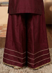 Modest Eid Edit 3 Piece Viscose Maroon Embroidered Suit