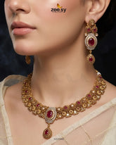 Zeesy-Artisan Oval Stone Bridal Set